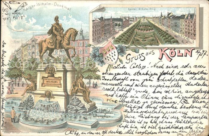 Koeln Rhein Kaiser Wilhelm-Ring und Denkmal