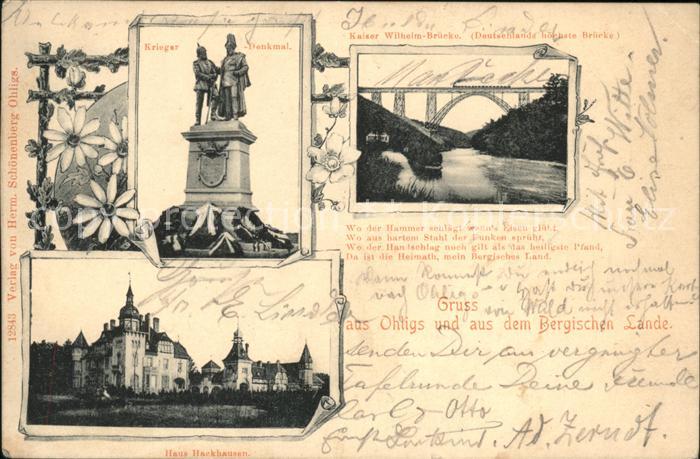 Ohligs Kaiser Wilhem-Brücke Kriegerdenkmal