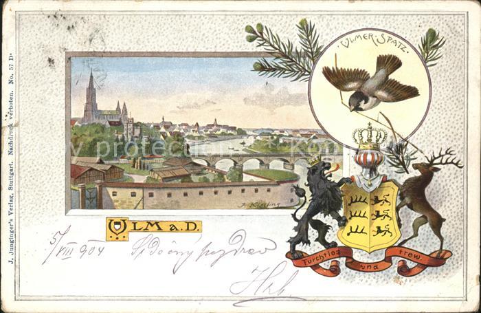 Ulm Donau Panorama Spatz Wappen