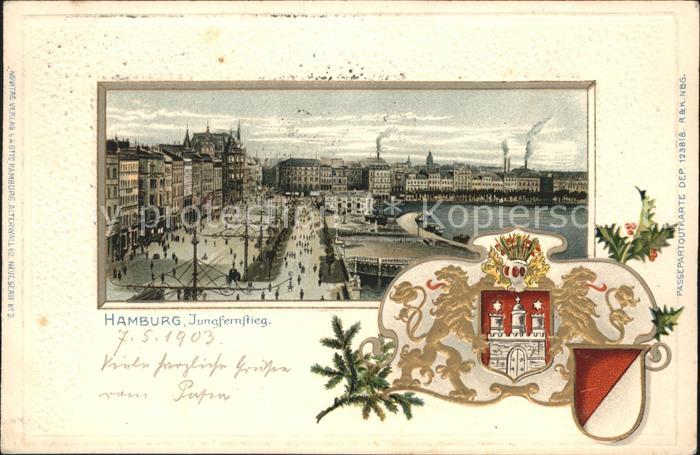 Hamburg Jungfernstieg Wappen Prägedruck