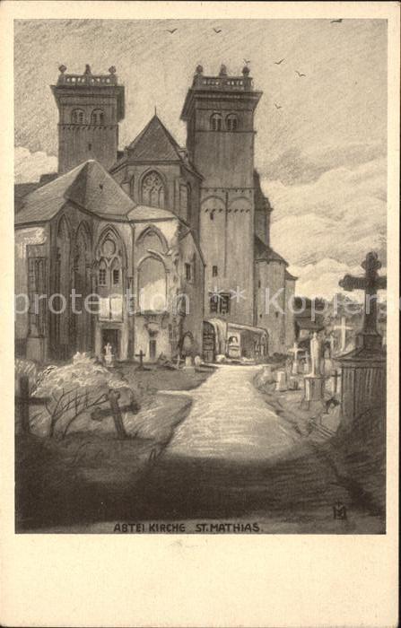 TRIER  CITY Abteikirche St. Matthias Kuenstlerkarte