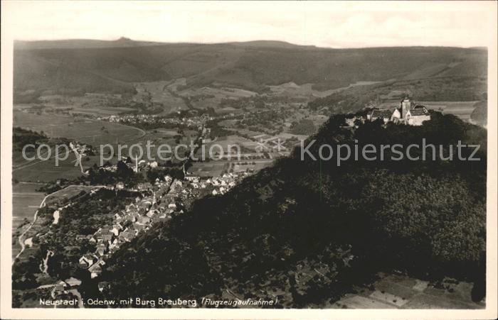 Neustadt Odenwald Panorama mit Burg Breuberg Fliegeraufna