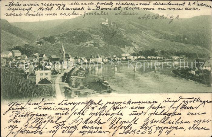 BERNKASTEL-KUES Berncastel Rheinland-Pfalz Mosel-Panorama mit Bruecke Hotel Drei