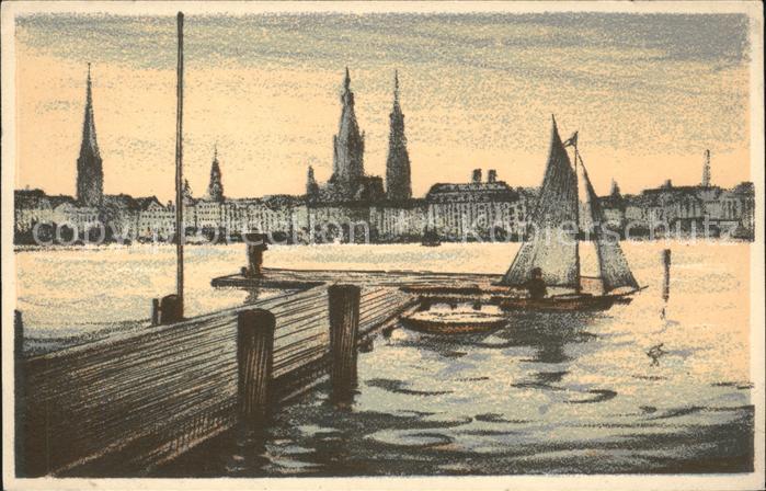 HAMBURG  CITY Panorama Kuenstlerkarte Reichskonferenz des Jugendbundes