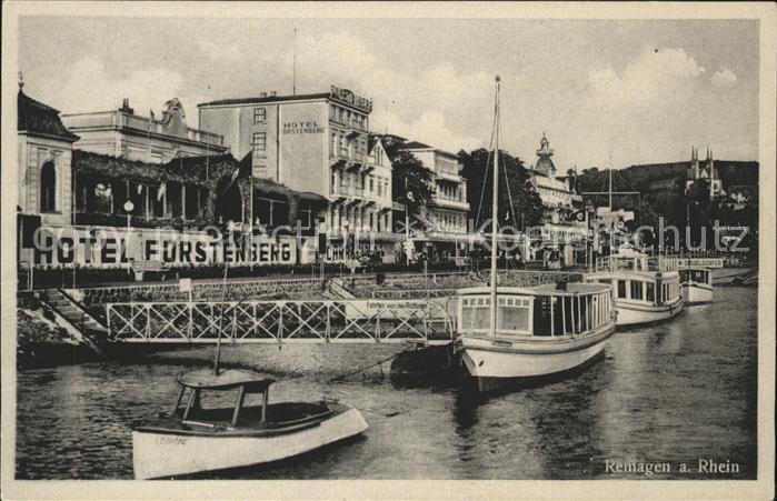 REMAGEN Rheinland-Pfalz Rheinufer Anlegestelle Boote Hotel Fuerstenberg