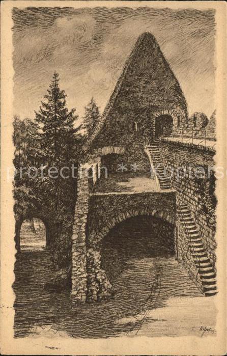 Lindenfels Odenwald Burg Höhenluftkurort Künstlerkarte Gerl