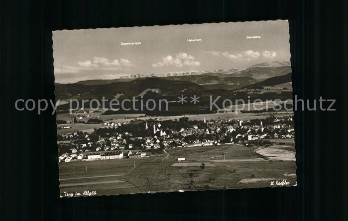 Isny Allgaeu Gesamtansicht mit Alpenpanorama Flieger
