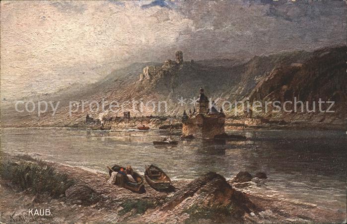 Kaub Burg Gutenfels und Pfalz Künstlerkarte