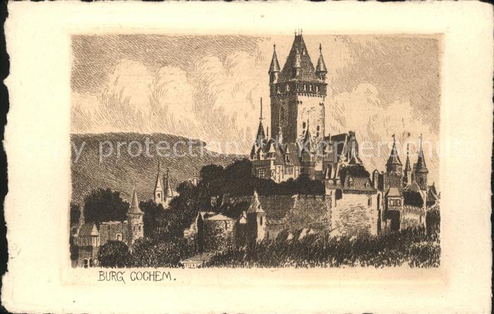 Cochem Mosel Burg Künstlerkarte