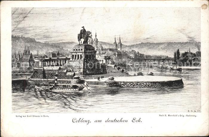 Koblenz Rhein Am Deutschen Eck Künstlerkarte