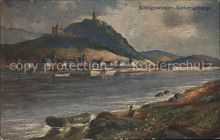 Koenigswinter Rheinpanorama mit Drachenfels und Drach