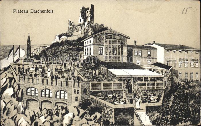 Drachenfels Plateu Ruine Künstlerkarte