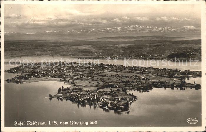 Insel Reichenau Fliegeraufnahme Insel Bodensee Alpen