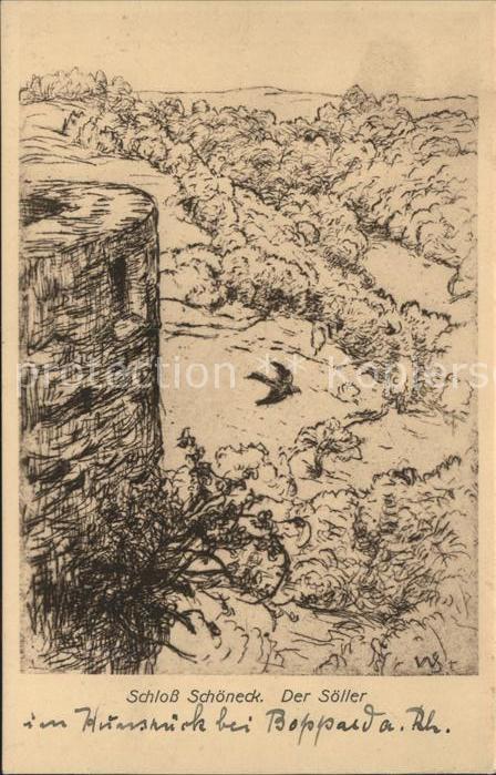 Boppard Rhein Schloss Schöneck Künstlerkarte