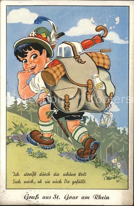 St Goar Kleiner Wanderer Künstlerkarte Komik Le