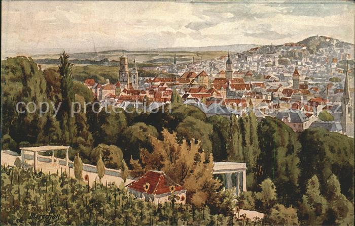 STUTTGART  CITY Panorama Kuenstlerkarte