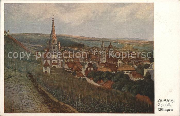Esslingen Neckar Panorama Künstlerkarte