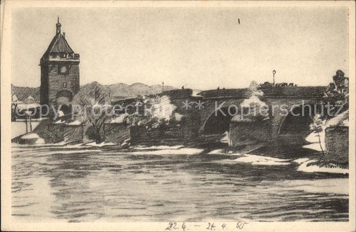 Esslingen Neckar Pliensaubrücke Künstlerkarte