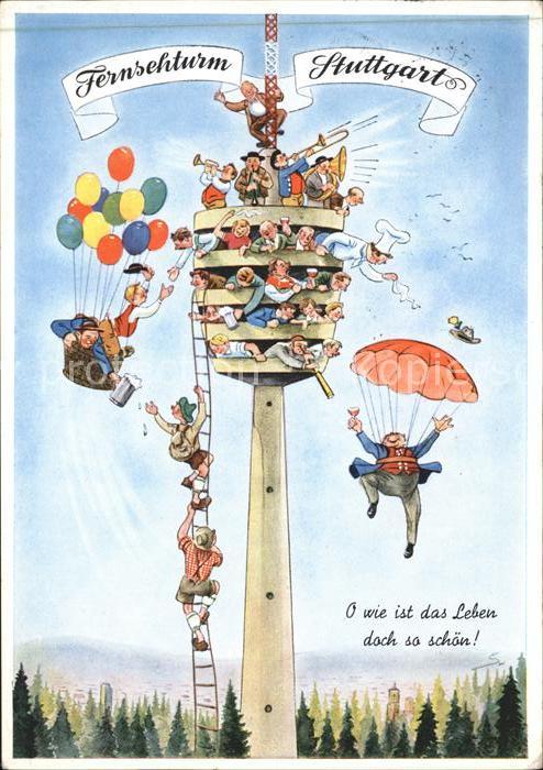 STUTTGART  CITY Fersehturm Kuenstlerkarte Komik