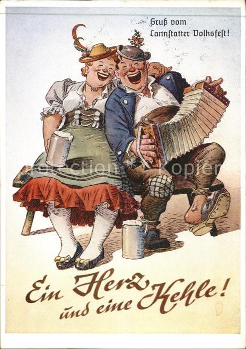 Cannstatt Volksfest Wasen Künstlerkarte Komik