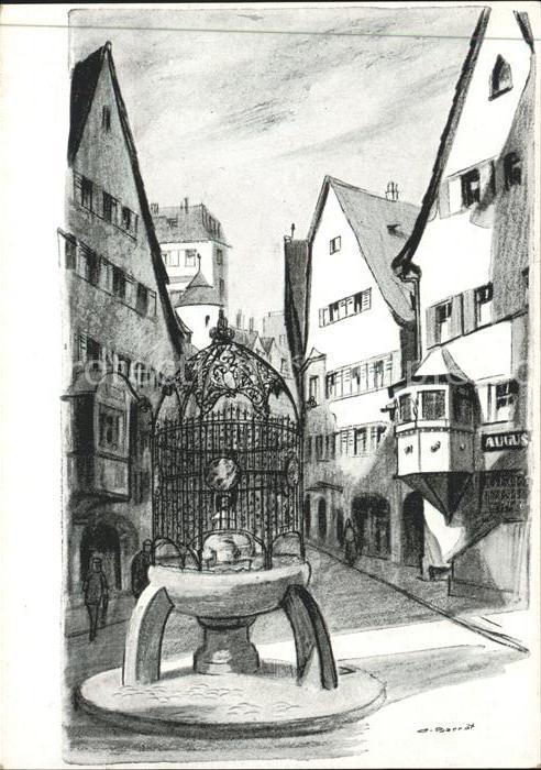 STUTTGART  CITY Brunnen Has im Glueck Kuenstlerkarte