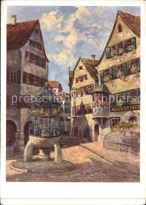STUTTGART  CITY Augustinerbraeu Geissstrasse 12 Brunnen Kuenstlerkarte