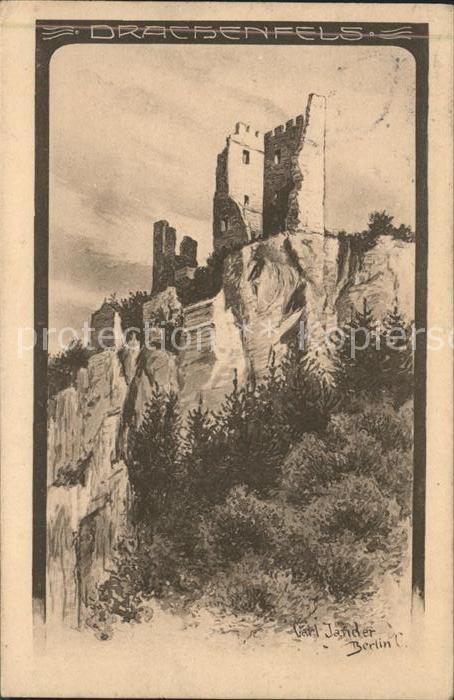 Koenigswinter Burg Drachenfels Künstlerkarte Jander