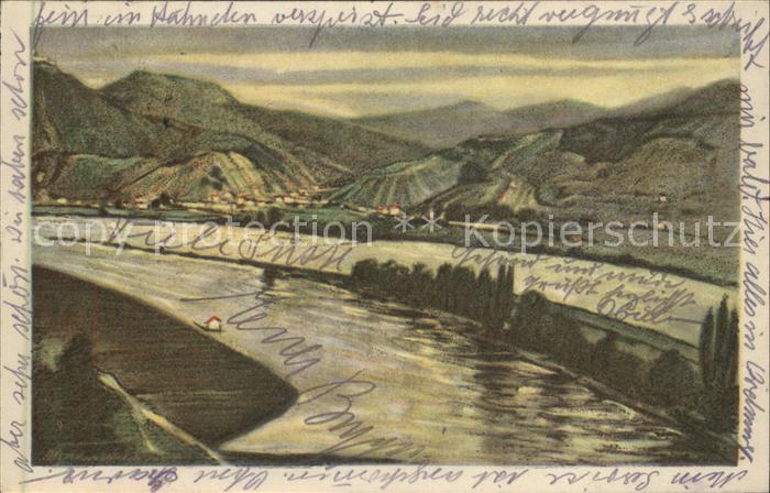 DuessELDORF  CITY Siebengebirge Rheinpanorama Kuenstlerkarte