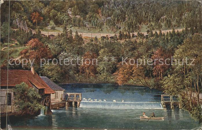 Blaubeuren Blautopf Mühle Künstlerkarte