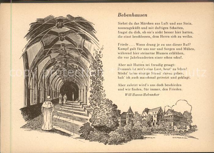 TueBINGEN BW Bebenhausen Kuenstlerkarte