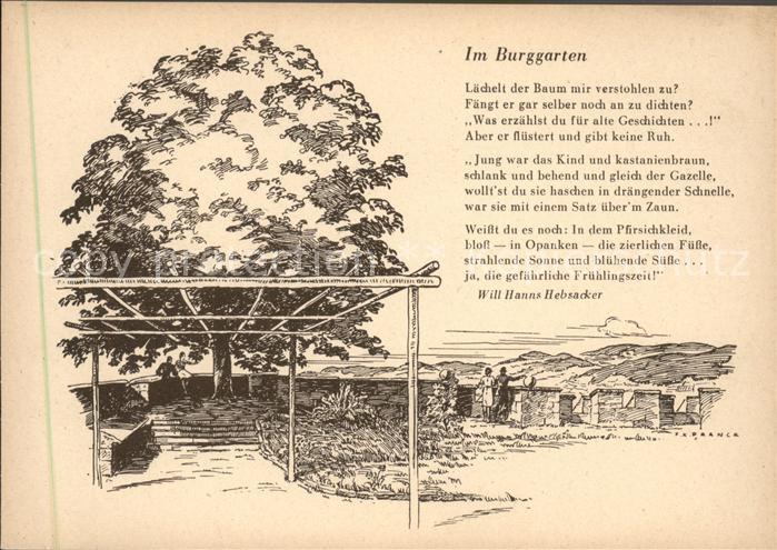 TueBINGEN BW Im Burggarten Kuenstlerkarte