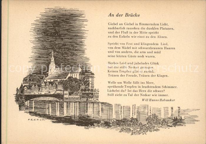 TueBINGEN BW Bruecke Kuenstlerkarte