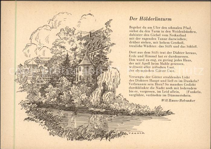 TueBINGEN BW Hoelderlinturm Kuenstlerkarte Will Hanns Hebacker