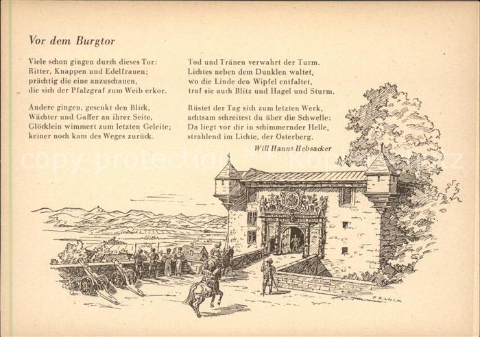 TueBINGEN BW Burgtor Kuenstlerkarte Will Hanns Hebacker