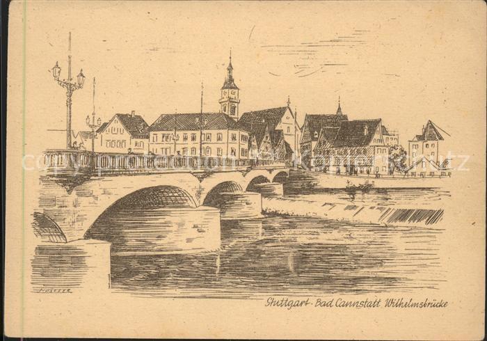 Cannstatt Wilhelmsbrücke Künstlerkarte