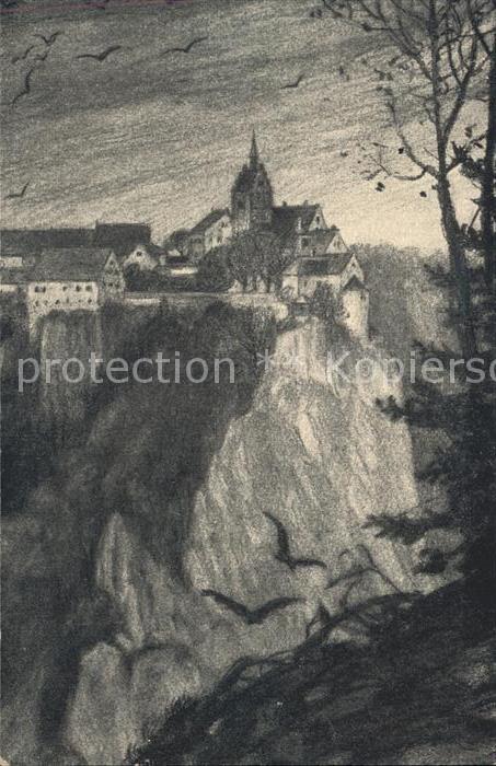 Beuron Donautal Künstlerkarte Zeichnung Werenwag