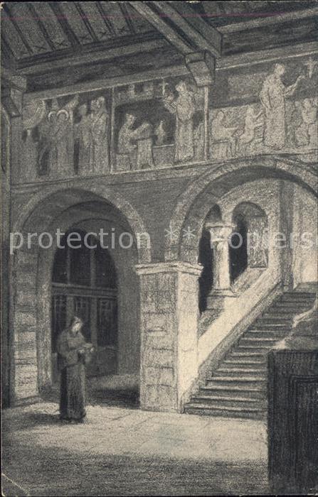 Beuron Donautal Künstlerkarte Treppenaufgang Refektoriu