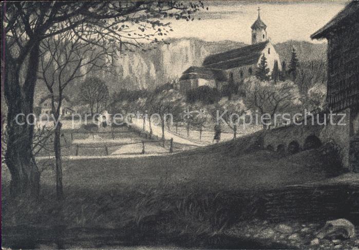 Beuron Donautal Künstlerkarte Zeichnung