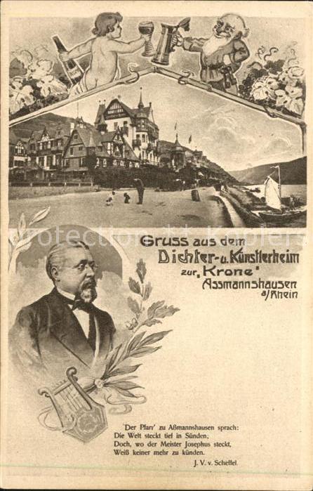 Assmannshausen Kuenstlerkarte Dichter Kuenstlerheim zur Krone