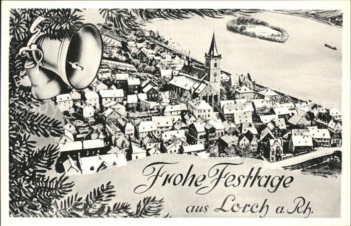 Lorch Rheingau Frohe Festtage Zeichnung Glocke