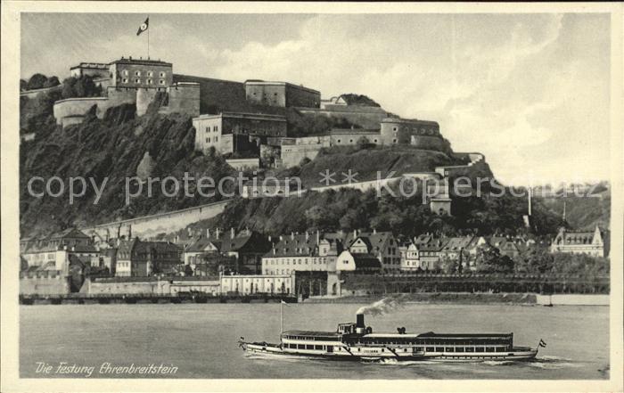 Ehrenbreitstein Festung Dampfschiff