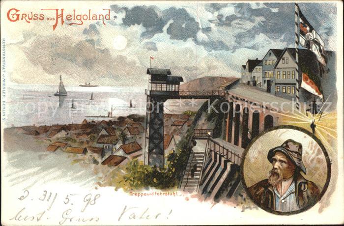 HELGOLAND Insel Schleswig-Holstein Treppe Fahrstuhl Tracht