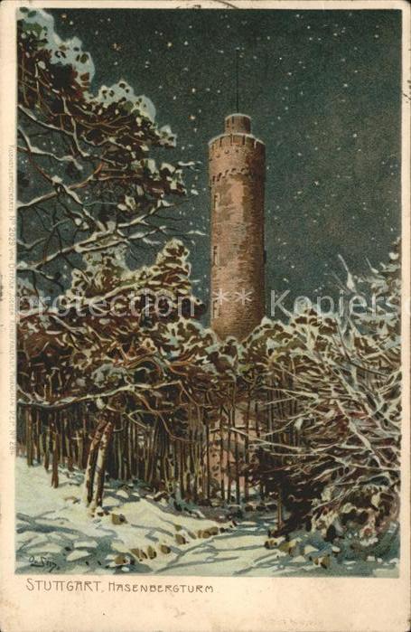 Stuttgart Hasenbergturm Künstlerkarte