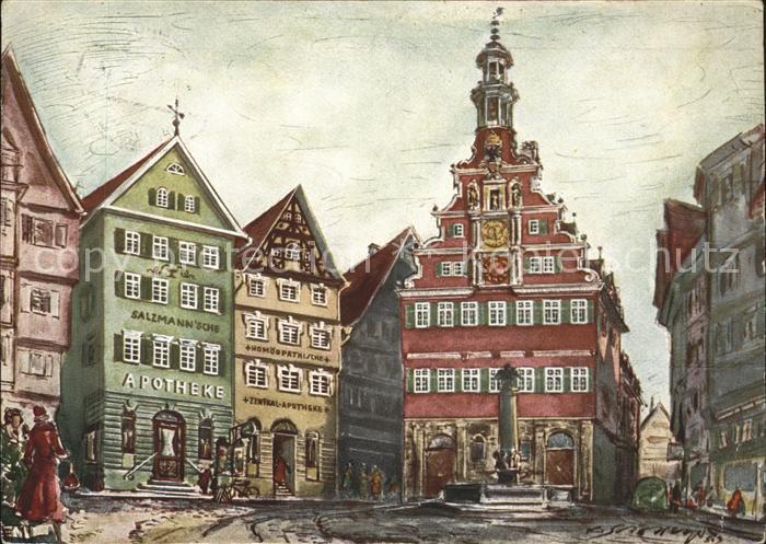 Esslingen Neckar Salzmannsche Apotheke Rathaus Denkmal K