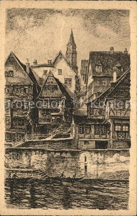 Schwaebisch Hall Alte Häuser an Mauerstrasse Kirchturm K