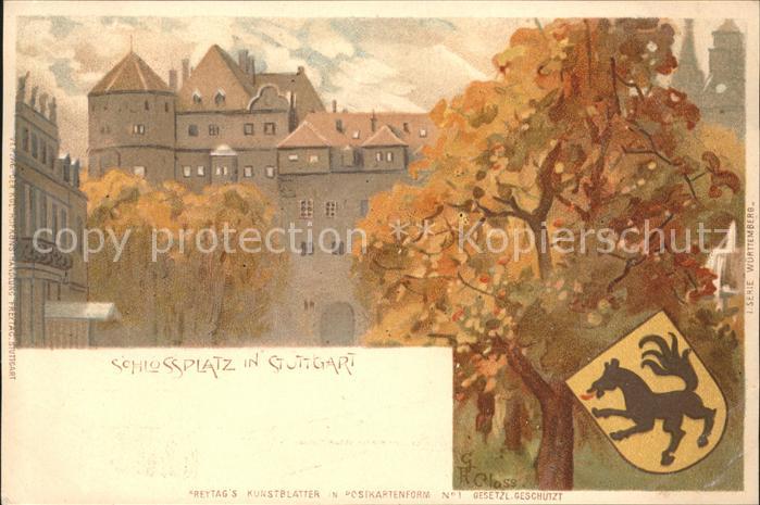 STUTTGART CITY Schlossplatz Wappen Kuenstlerkarte