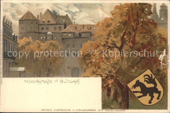 STUTTGART  CITY Schlossplatz Wappen Kuenstlerkarte Closs
