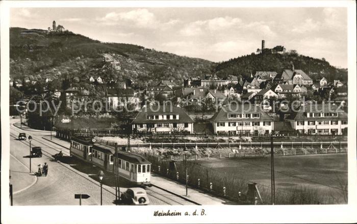 Weinheim Bergstrasse Brücke Strassenbahn Burg Windeck