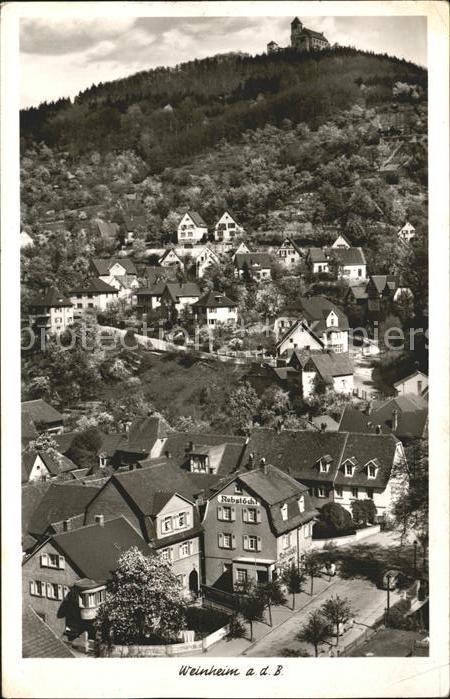Weinheim Bergstrasse Teilansicht mit Gasthaus Rebstöckl Schl