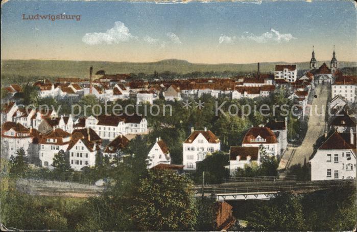 Ludwigsburg Gesamtansicht Eisenbahnbrücke